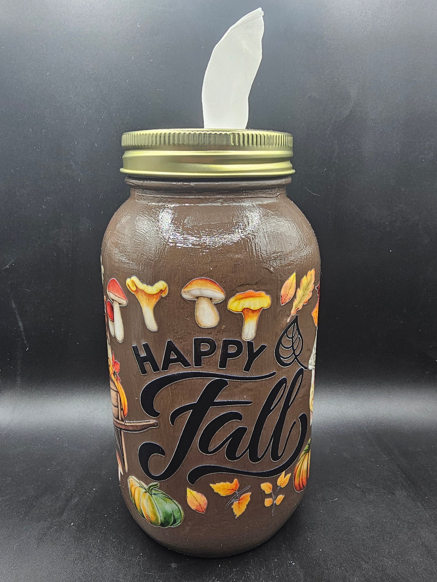 Mason Kleenex Jar Happy Fall