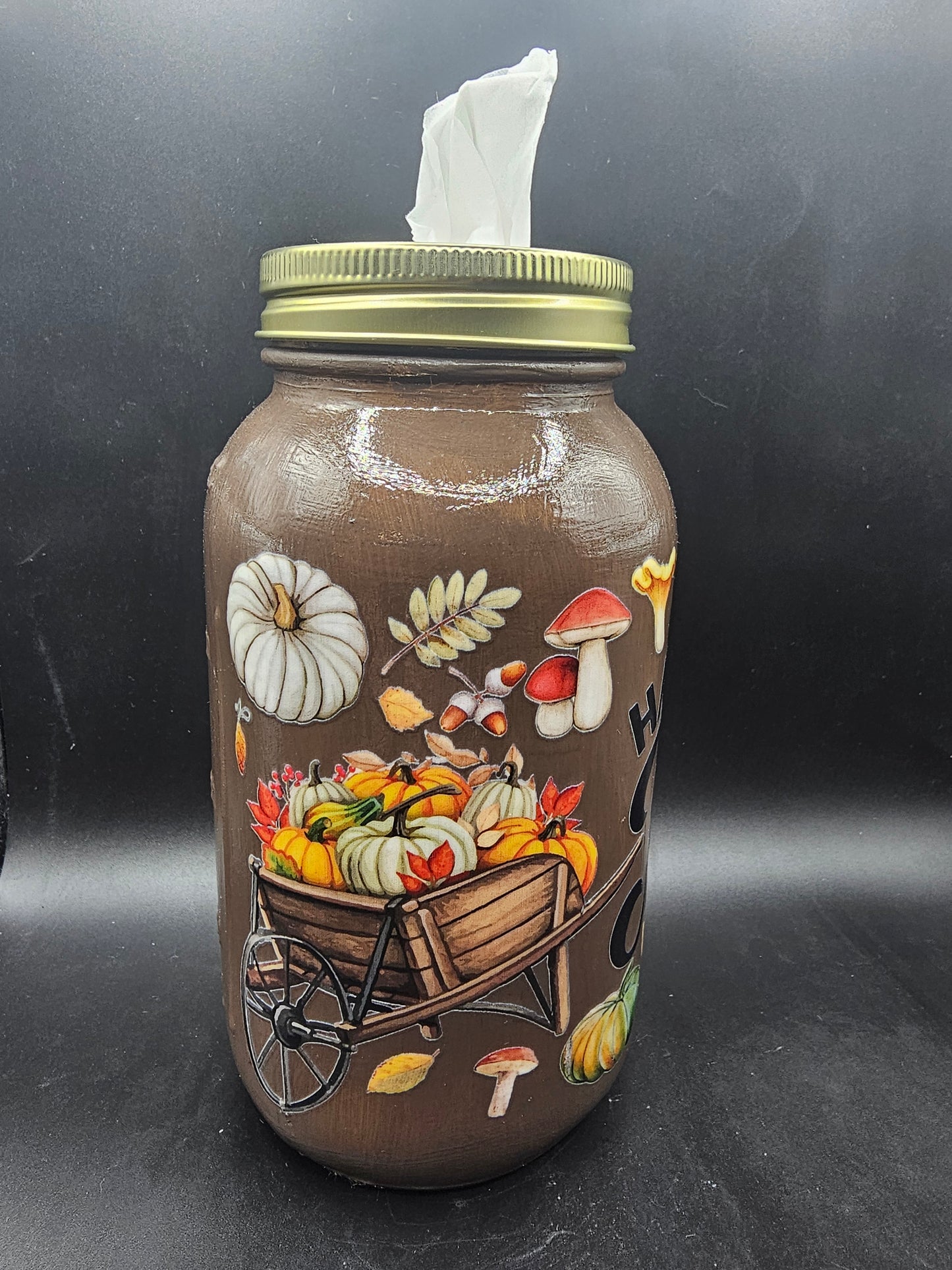 Mason Kleenex Jar Happy Fall