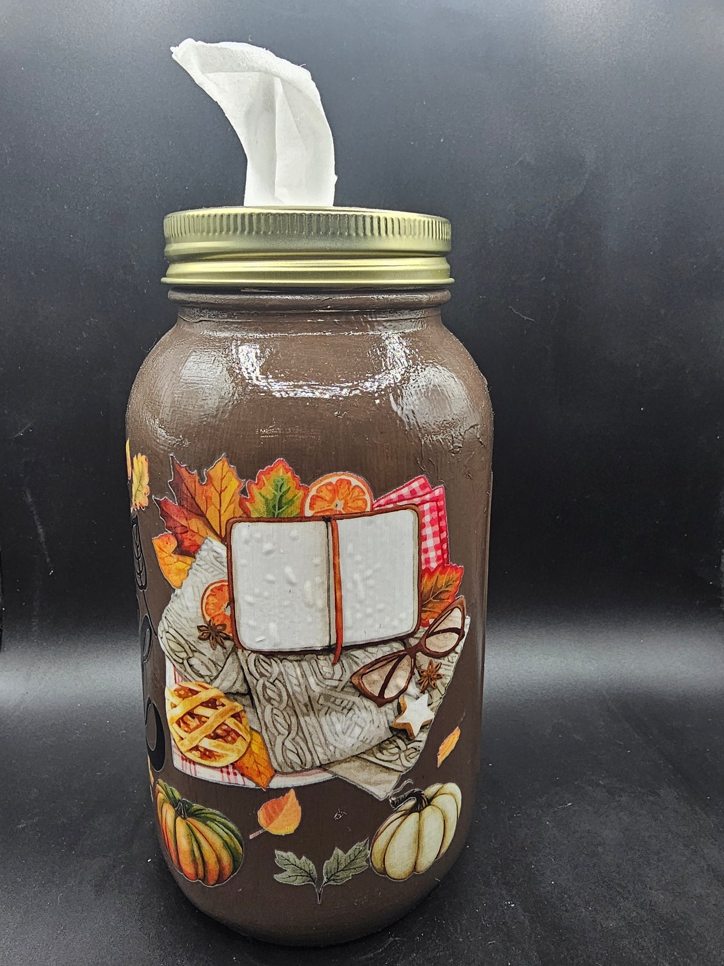 Mason Kleenex Jar Happy Fall