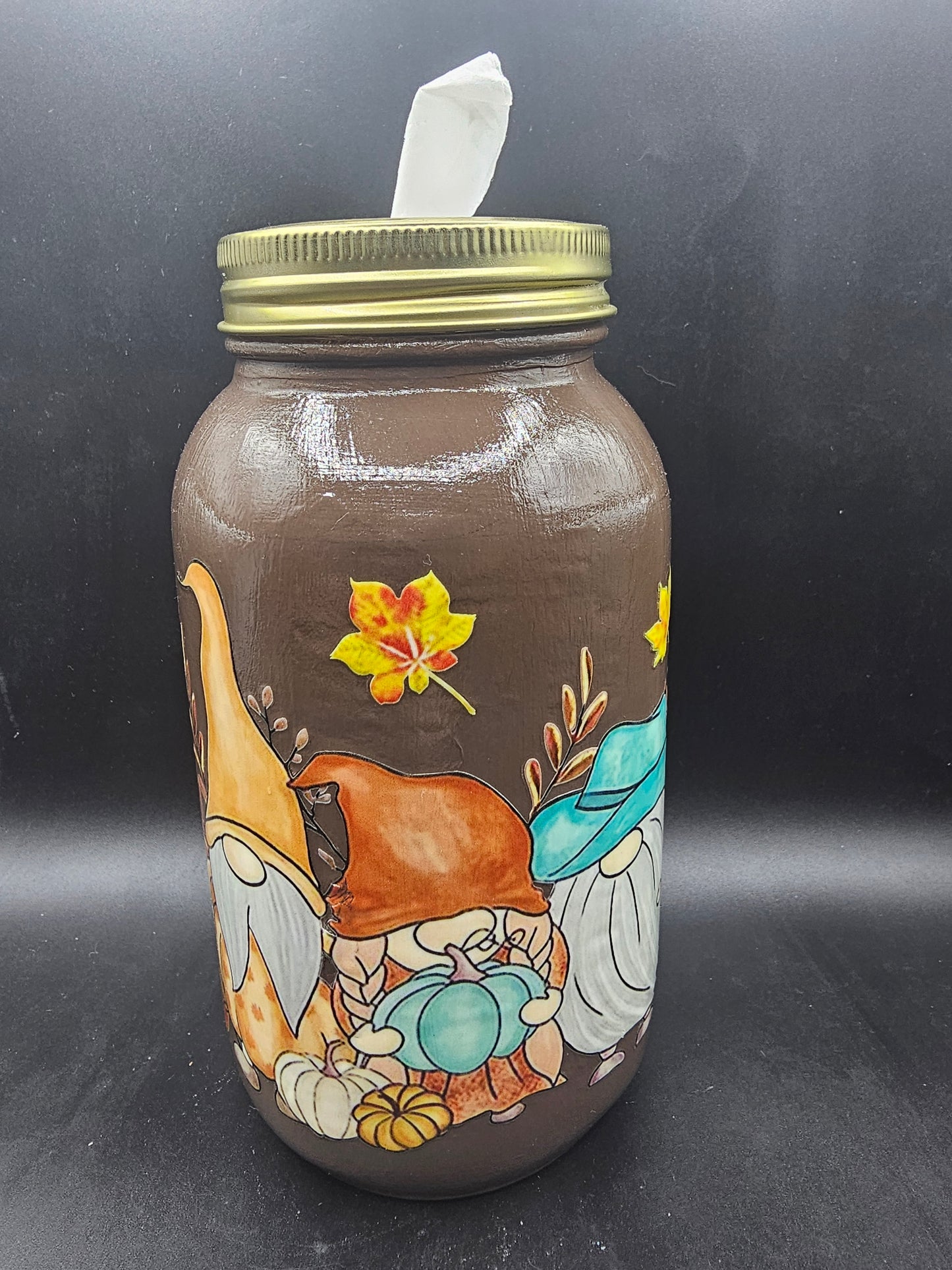 Gnome Mason Kleenex Jar Brown