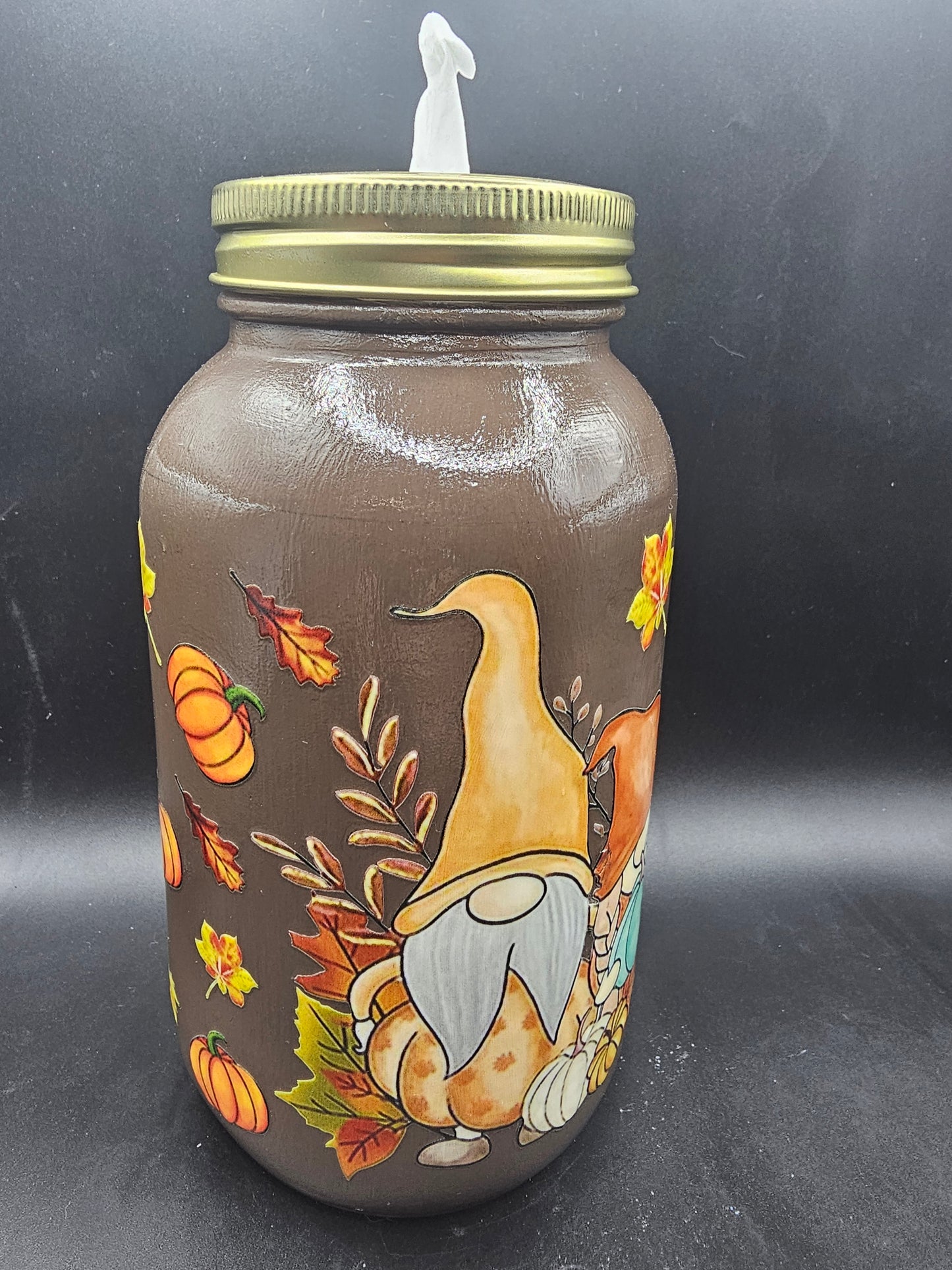 Gnome Mason Kleenex Jar Brown
