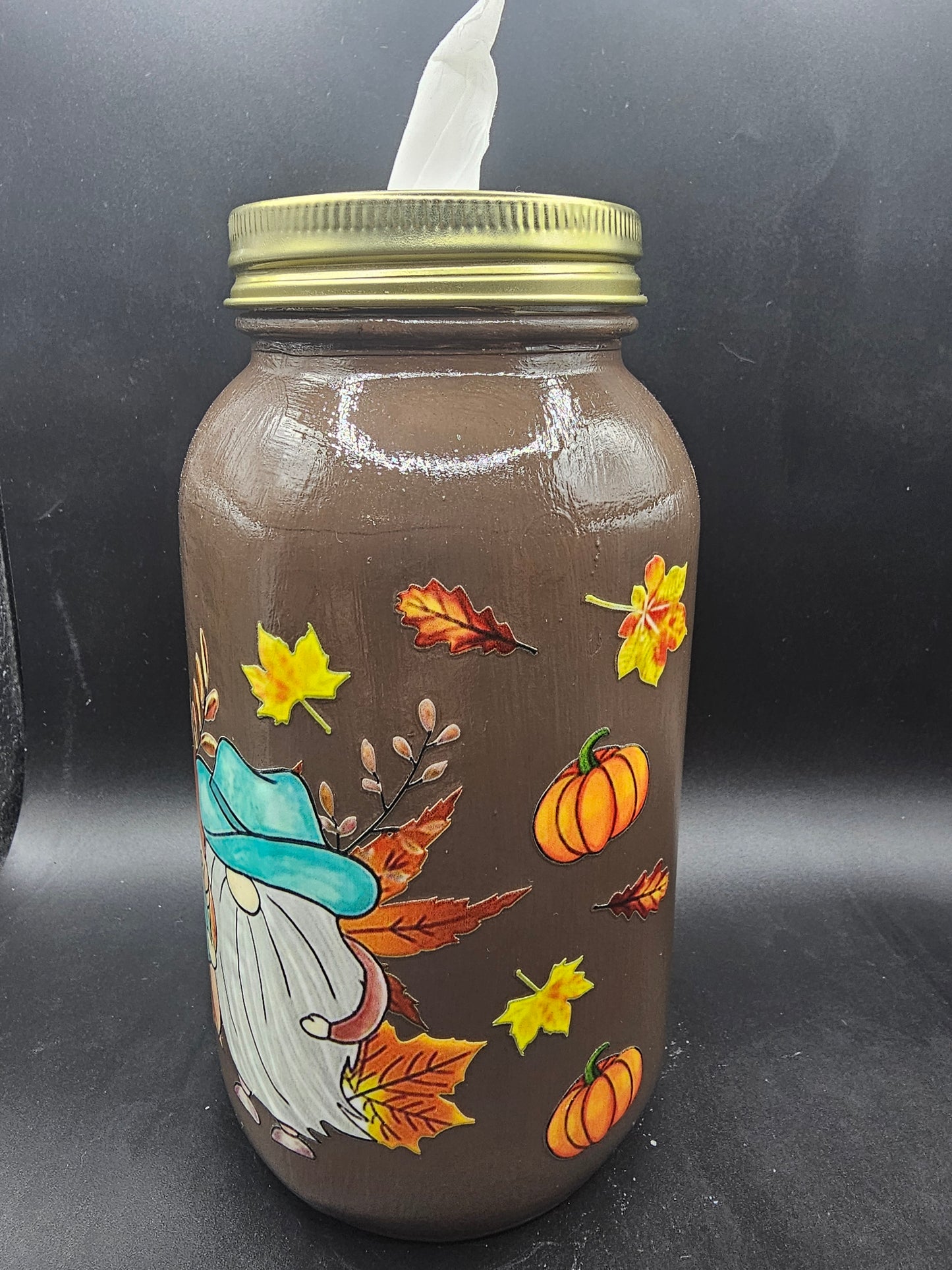 Gnome Mason Kleenex Jar Brown