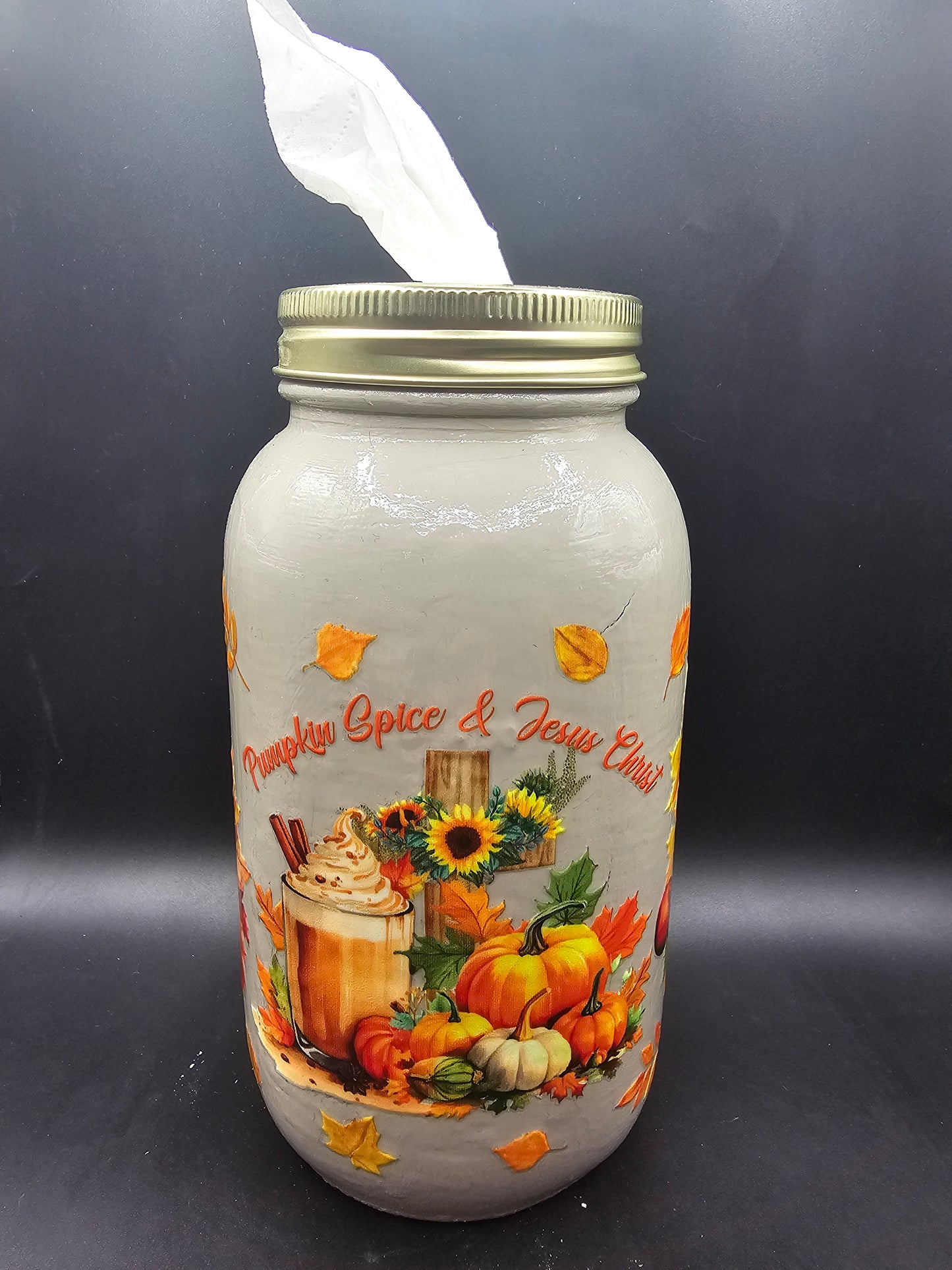 Pumpkin Spice & Jesus Christ Kleenex Jar