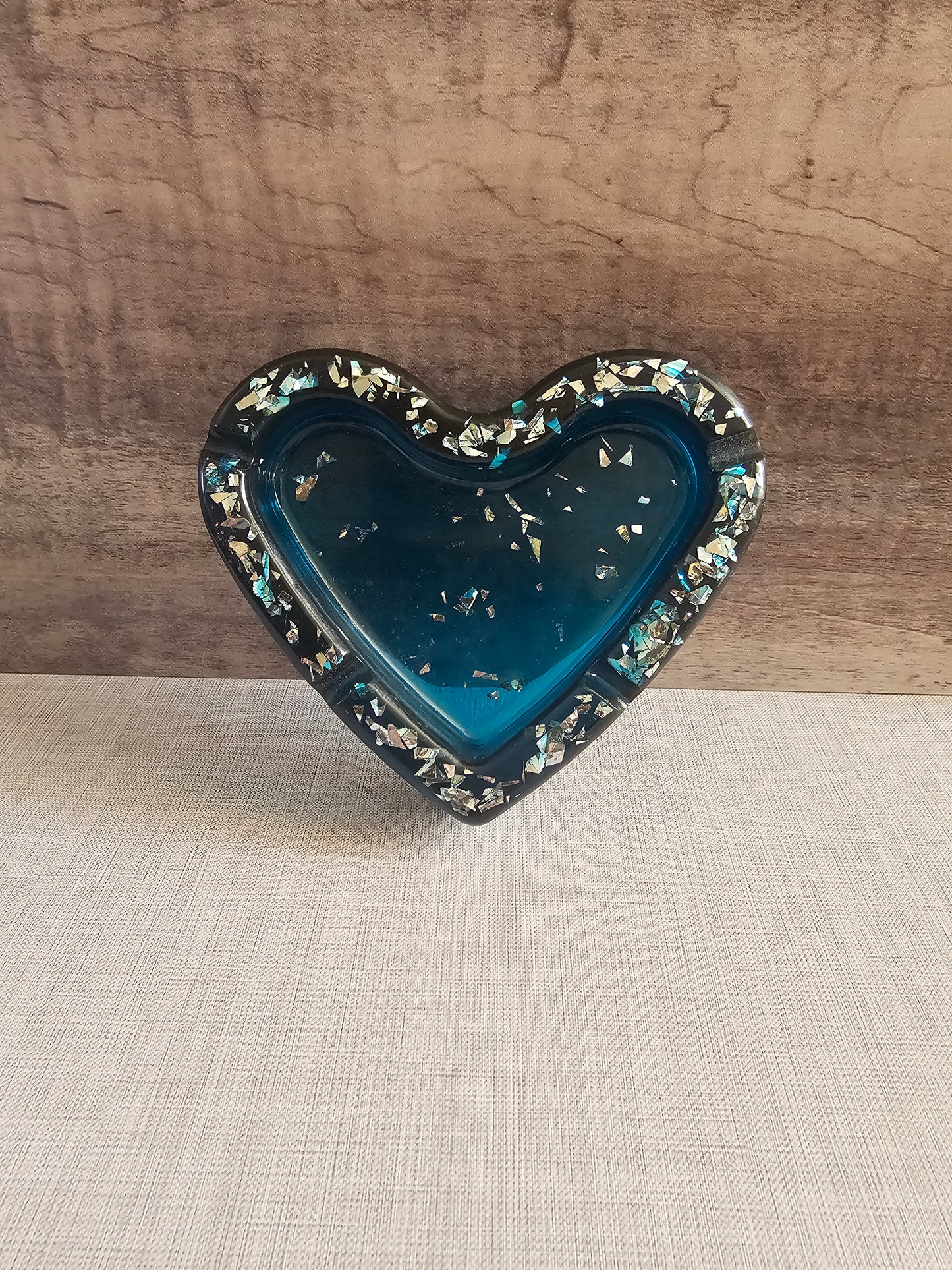 Translucent Teal Ashtray with a touch of Sparkle
