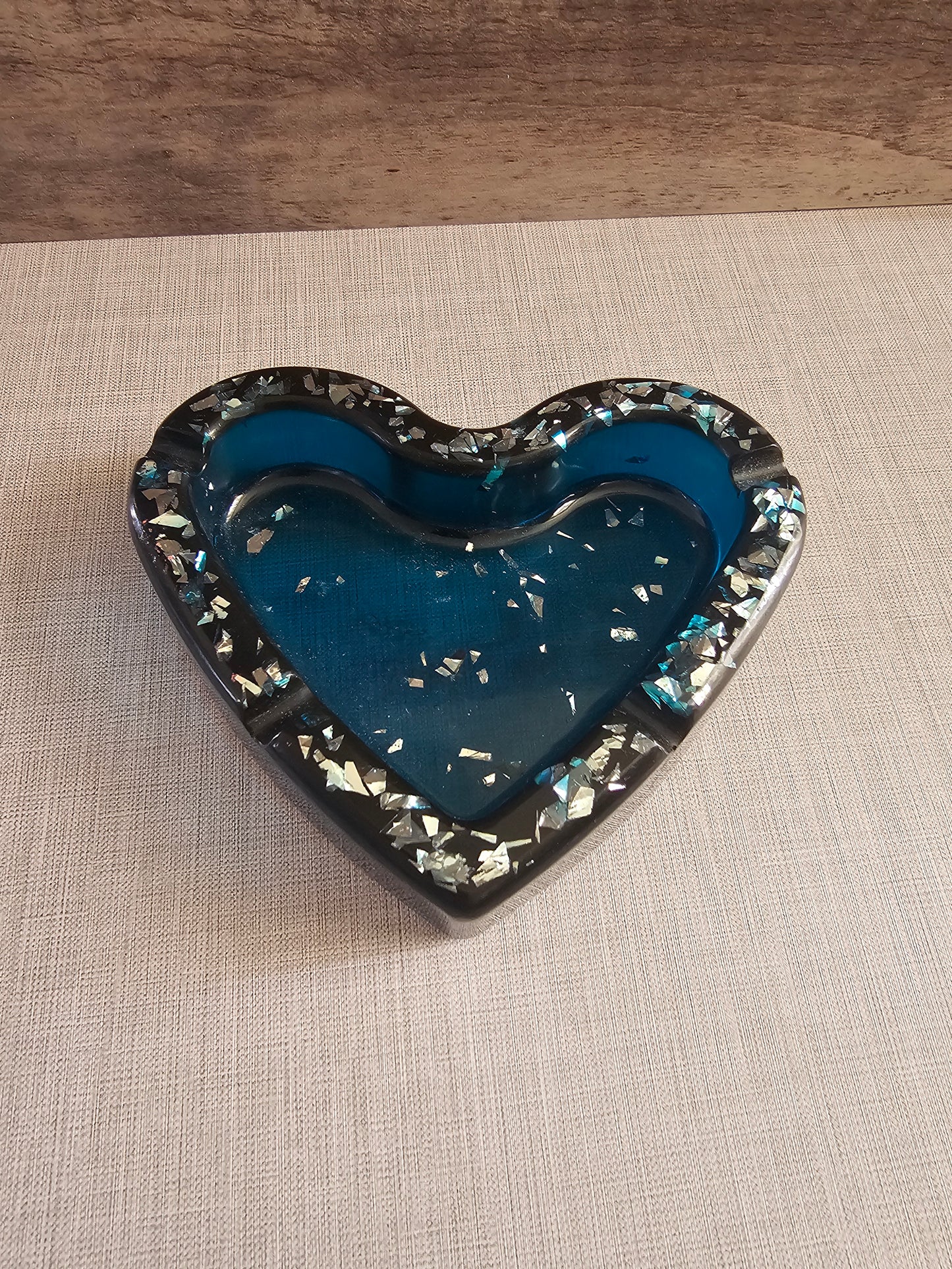 Translucent Teal Ashtray with a touch of Sparkle