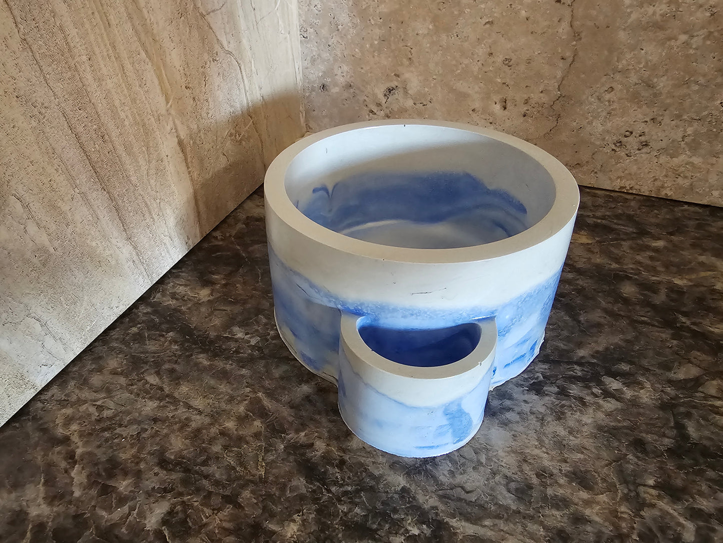 Round Candle Holder with Matches Holder