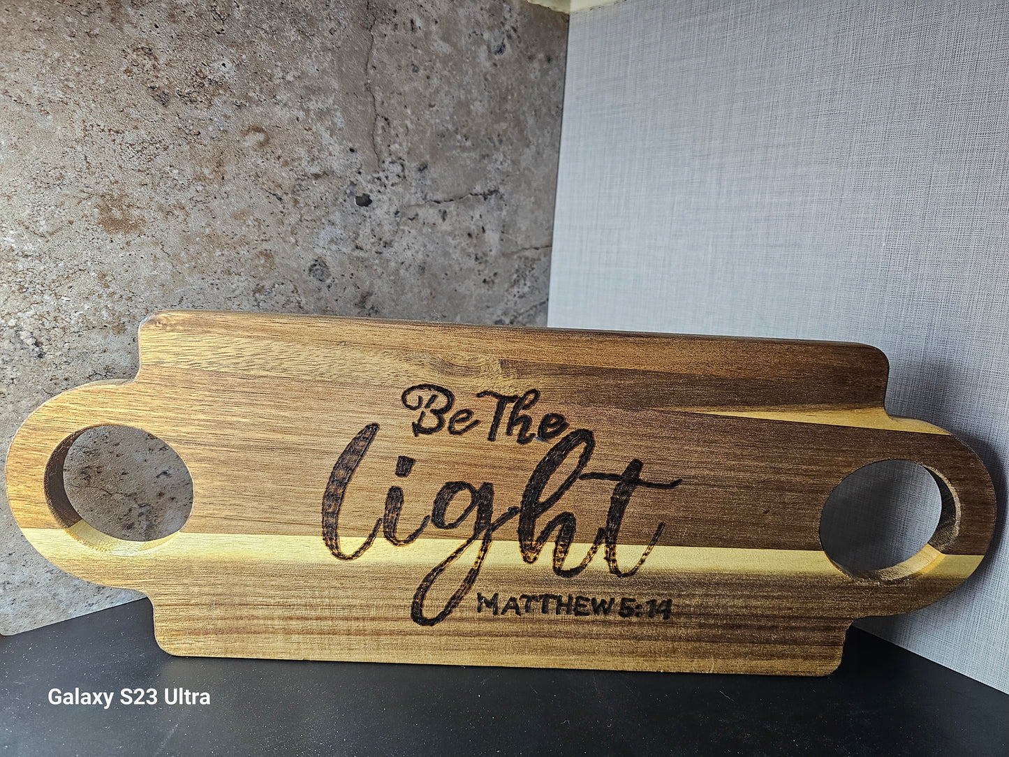 "Be the Light" Wood Burnt Cutting Board