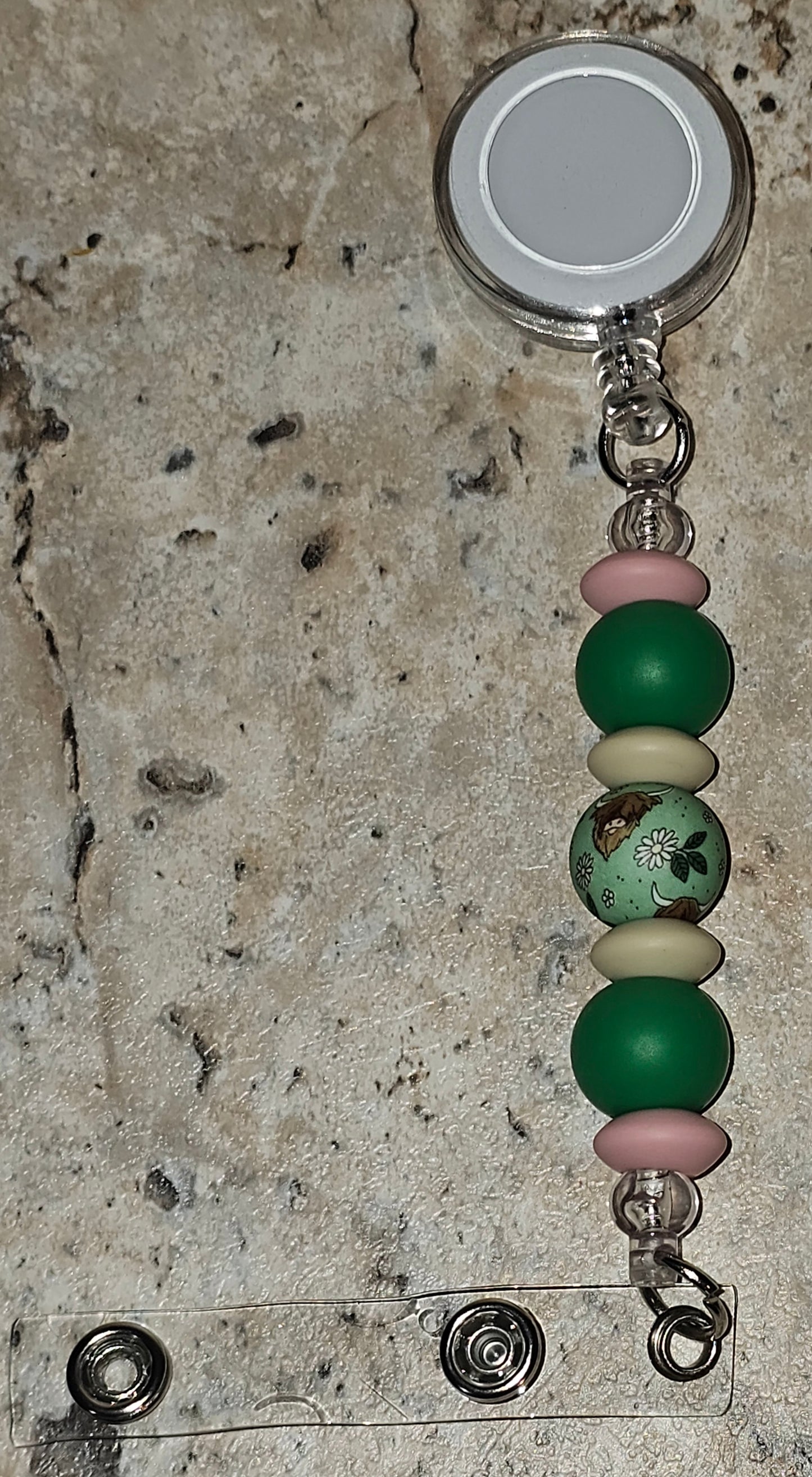 Beaded Badge Reel Highland Cow