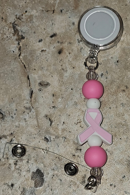 Beaded Badge Reel Cancer Awareness-2