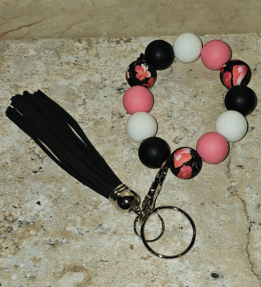 Beaded Wristlet Keychain with Tassel