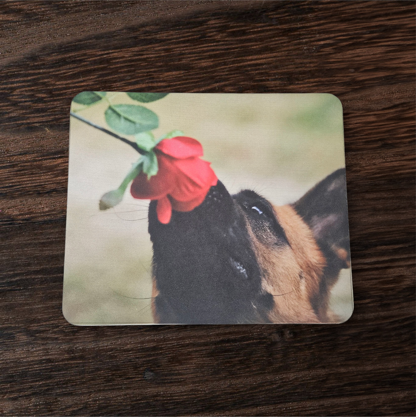 Mouse Pad - German Shepherd & Rose