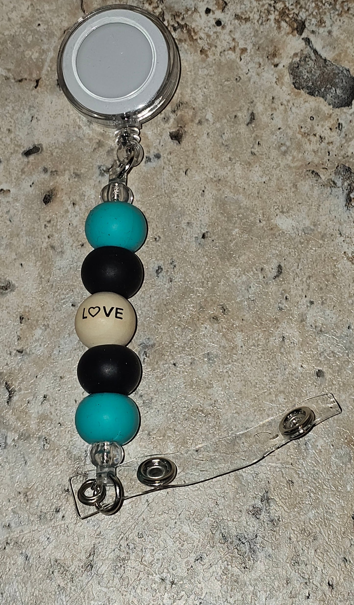 Beaded Badge Reel Love