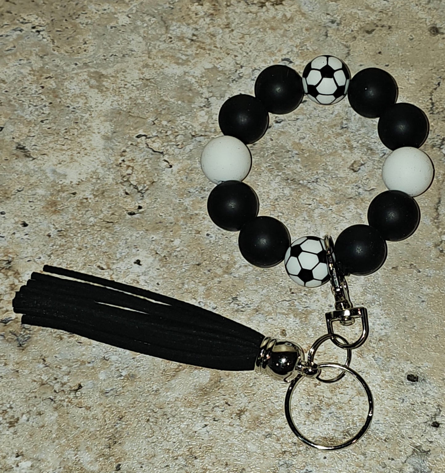 Beaded Wristlet Keychain Soccer